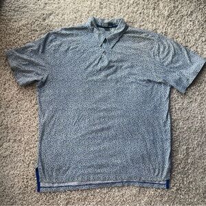 Polo Ralph Lauren Mens XL Blue Floral Pattern AOP Short Sleeve Polo Shirt